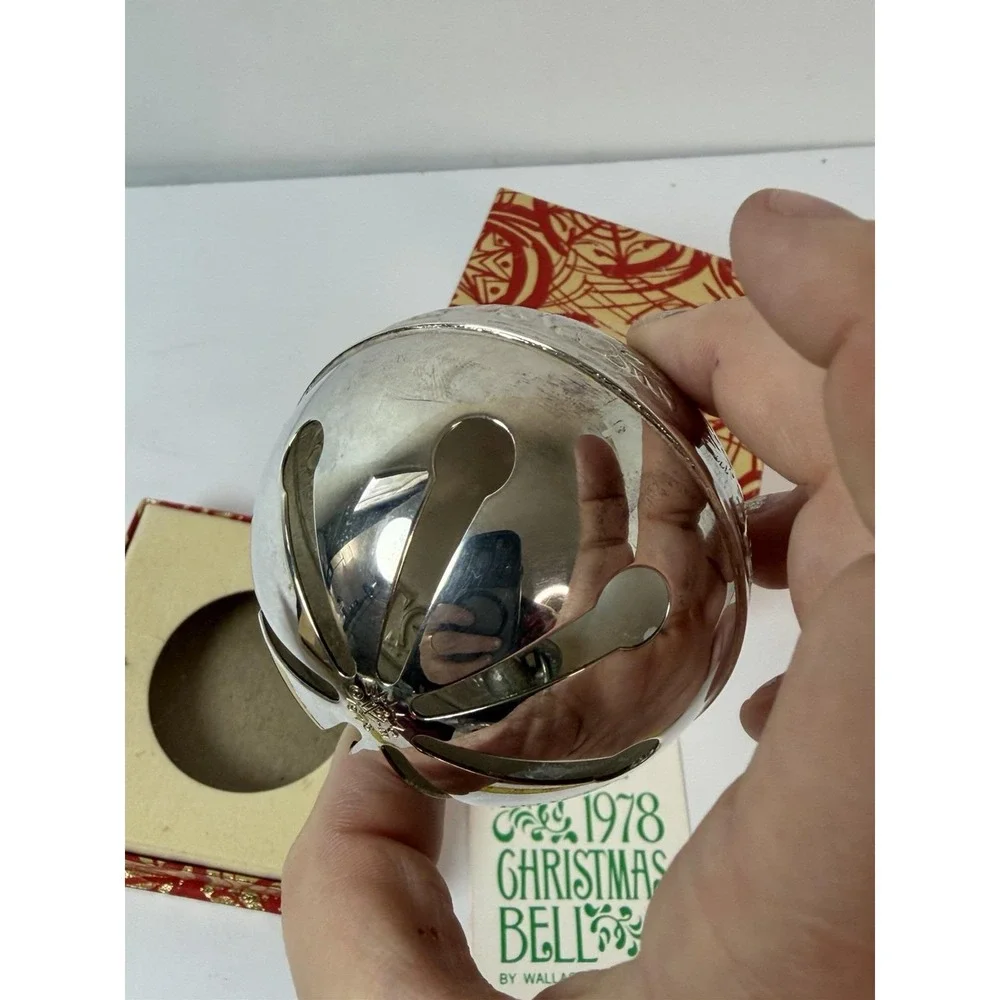 Wallace Silverplated 1978 8th Edition Sleigh Bell Christmas Ornament